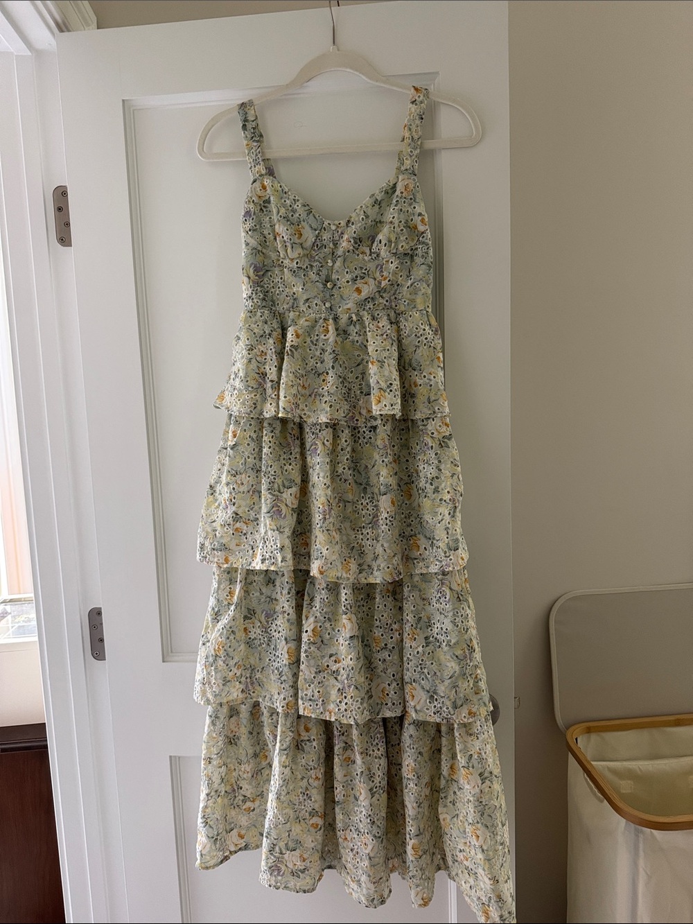 ASTR The Label Floral Tiered Maxi Dress in Light Green